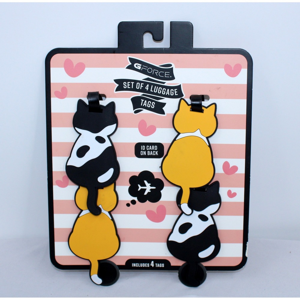 G-Force Set of 4 Cat Luggage Tags Black Orange White PVC ID Card Style 23433